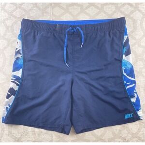 Nike Men's Navy Blue Camo Athletic Swim‎ Trunks Shorts Size L